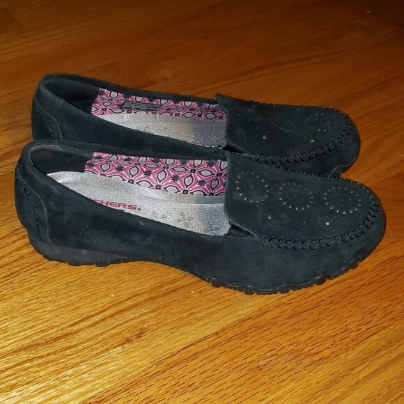 Skechers Black suede Slip-On Flats - Picture 1 of 7